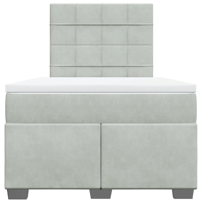Pat box spring cu saltea, gri deschis, 120x190 cm, catifea - WALTI WALTI