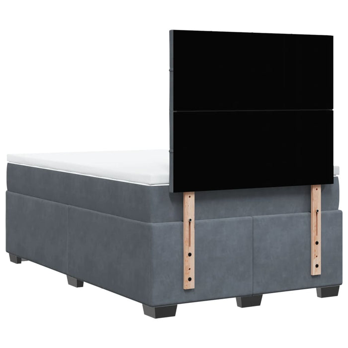 Pat box spring cu saltea, gri închis, 120x190 cm, catifea - WALTI WALTI