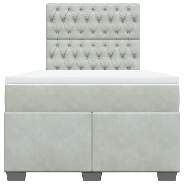 Pat box spring cu saltea, gri deschis, 120x190 cm, catifea - WALTI WALTI
