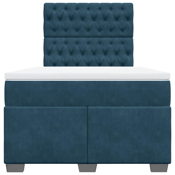 Pat box spring cu saltea, albastru, 120x190 cm, catifea - WALTI WALTI