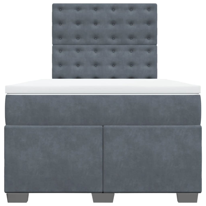 Pat box spring cu saltea, gri închis, 120x190 cm, catifea - WALTI WALTI