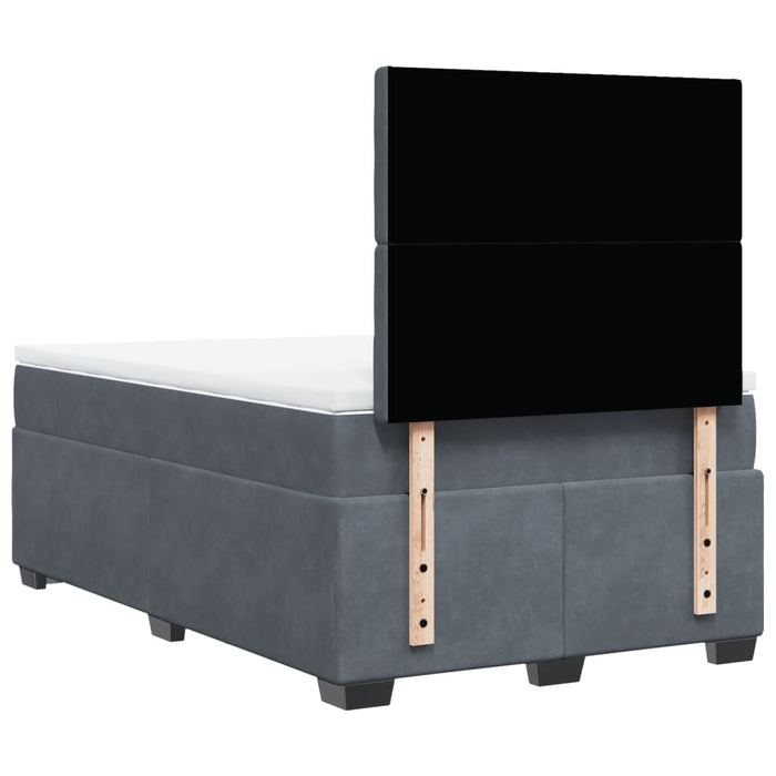Pat box spring cu saltea, gri închis, 120x190 cm, catifea - WALTI WALTI