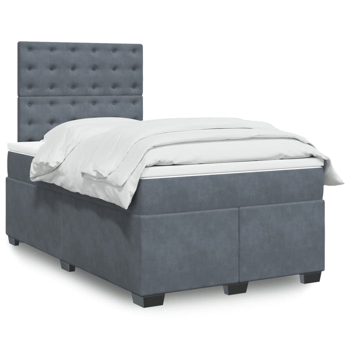 Pat box spring cu saltea, gri închis, 120x190 cm, catifea - WALTI WALTI