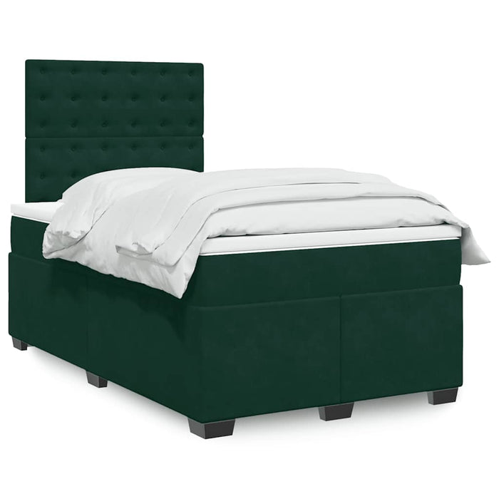 Pat box spring cu saltea, verde închis, 120x190 cm, catifea - WALTI WALTI
