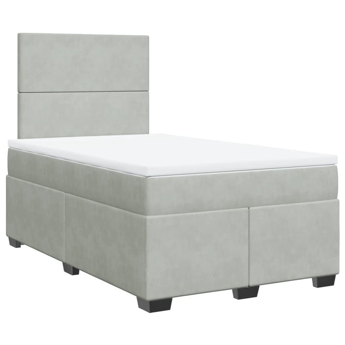 Pat continental cu saltea, gri deschis, 120x200 cm, catifea - WALTI WALTI