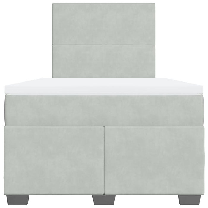 Pat continental cu saltea, gri deschis, 120x200 cm, catifea - WALTI WALTI