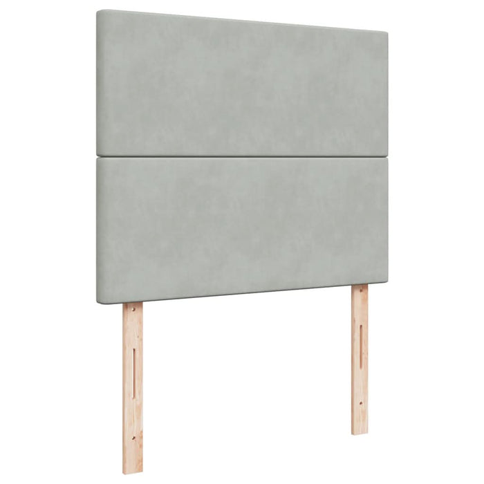 Pat continental cu saltea, gri deschis, 120x200 cm, catifea - WALTI WALTI