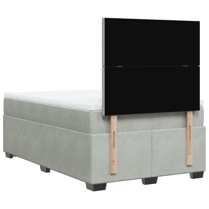 Pat continental cu saltea, gri deschis, 120x200 cm, catifea - WALTI WALTI