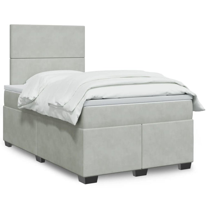 Pat continental cu saltea, gri deschis, 120x200 cm, catifea - WALTI WALTI