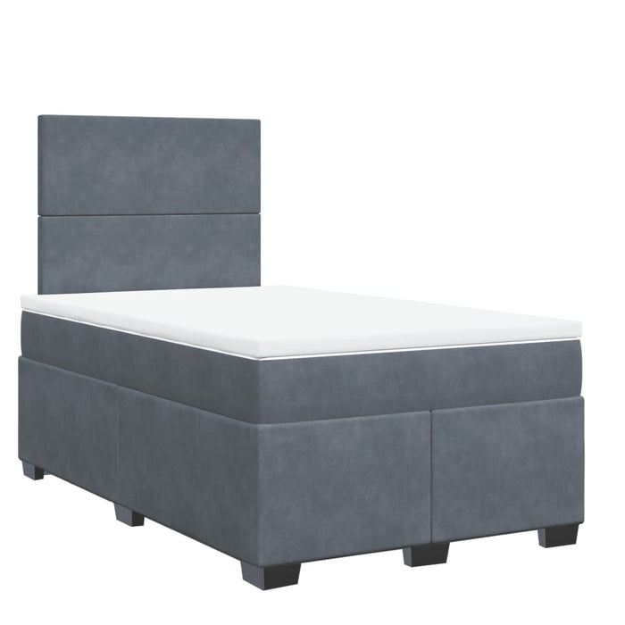 Pat box spring cu saltea, gri închis, 120x200 cm, catifea - WALTI WALTI