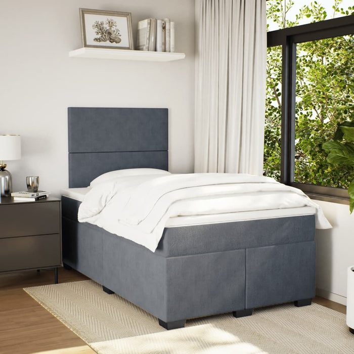 Pat box spring cu saltea, gri închis, 120x200 cm, catifea - WALTI WALTI