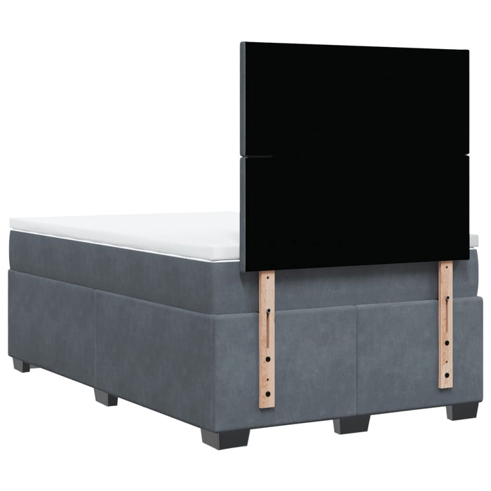Pat box spring cu saltea, gri închis, 120x200 cm, catifea - WALTI WALTI