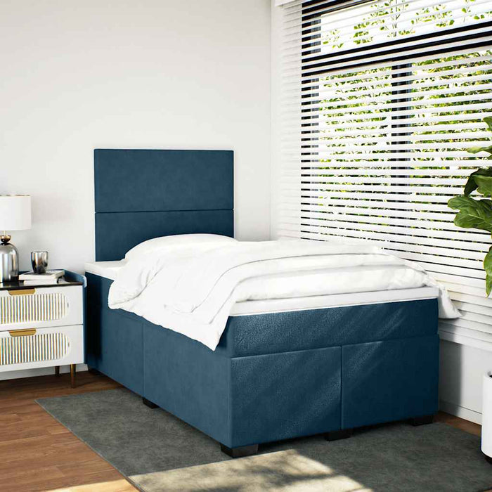 Pat box spring cu saltea, albastru, 120x200 cm, catifea - WALTI WALTI