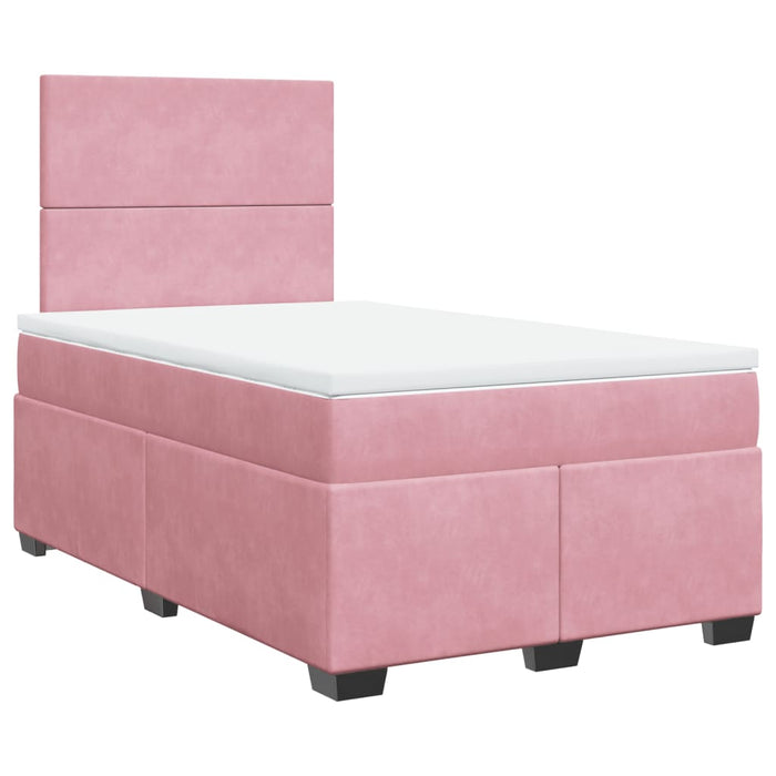 Pat box spring cu saltea, roz, 120x200 cm, catifea - WALTI WALTI