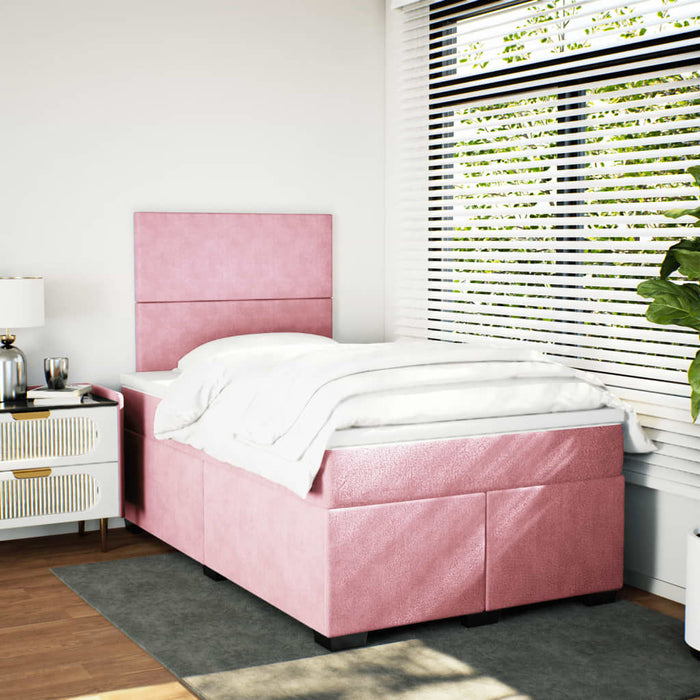 Pat box spring cu saltea, roz, 120x200 cm, catifea - WALTI WALTI