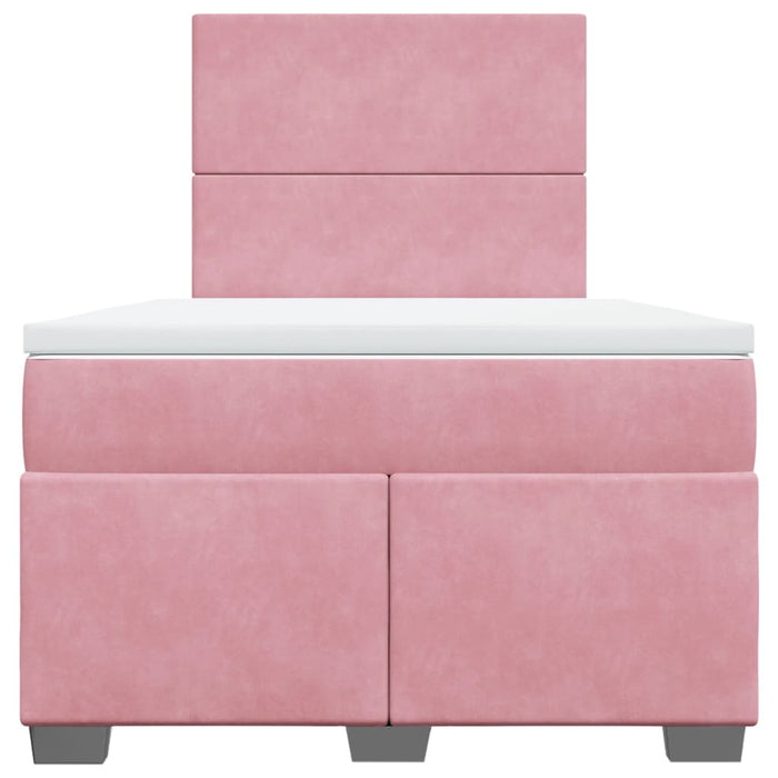 Pat box spring cu saltea, roz, 120x200 cm, catifea - WALTI WALTI
