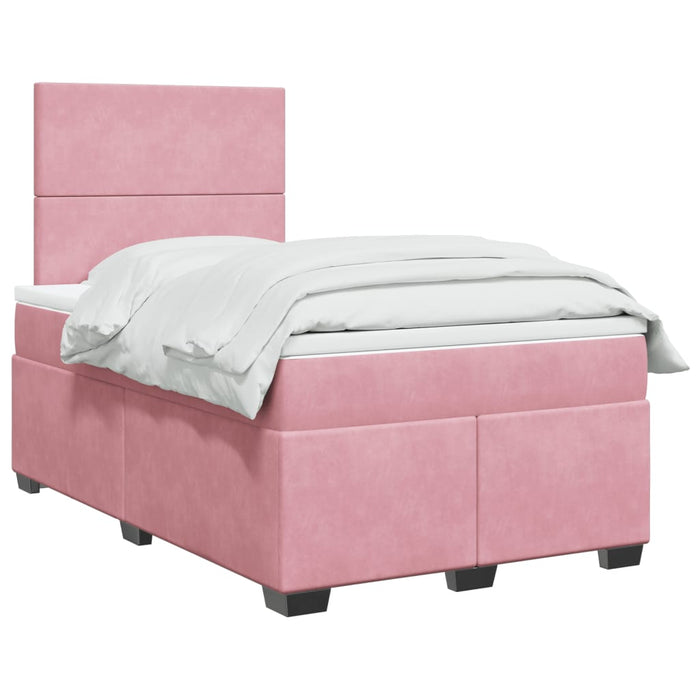 Pat box spring cu saltea, roz, 120x200 cm, catifea - WALTI WALTI
