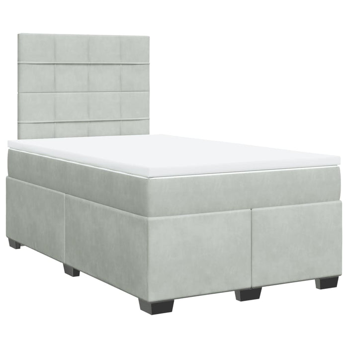 Pat continental cu saltea, gri deschis, 120x200 cm, catifea - WALTI WALTI