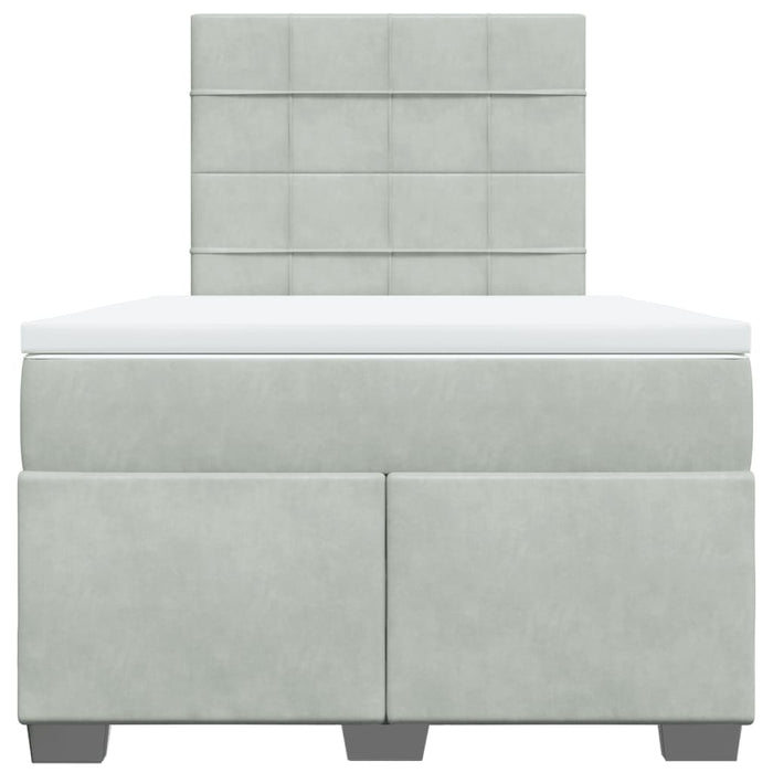 Pat continental cu saltea, gri deschis, 120x200 cm, catifea - WALTI WALTI