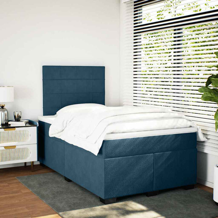 Pat box spring cu saltea, albastru, 120x200 cm, catifea - WALTI WALTI