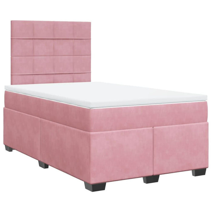 Pat box spring cu saltea, roz, 120x200 cm, catifea - WALTI WALTI