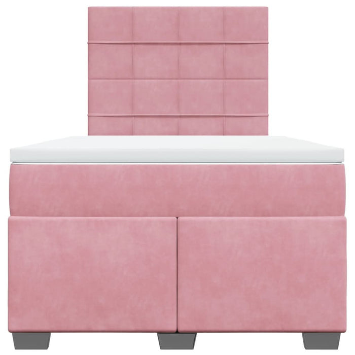 Pat box spring cu saltea, roz, 120x200 cm, catifea - WALTI WALTI