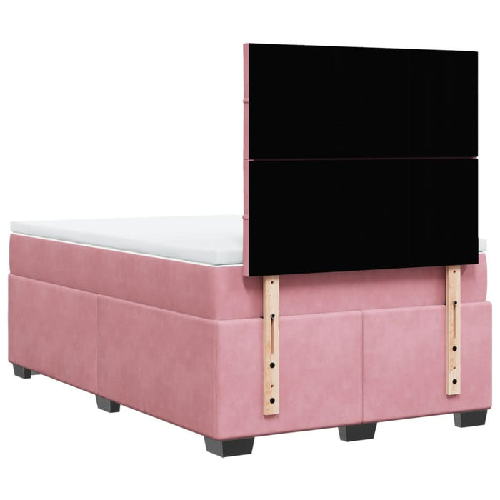 Pat box spring cu saltea, roz, 120x200 cm, catifea - WALTI WALTI