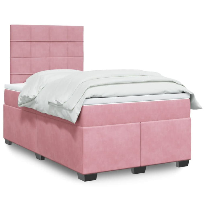 Pat box spring cu saltea, roz, 120x200 cm, catifea - WALTI WALTI