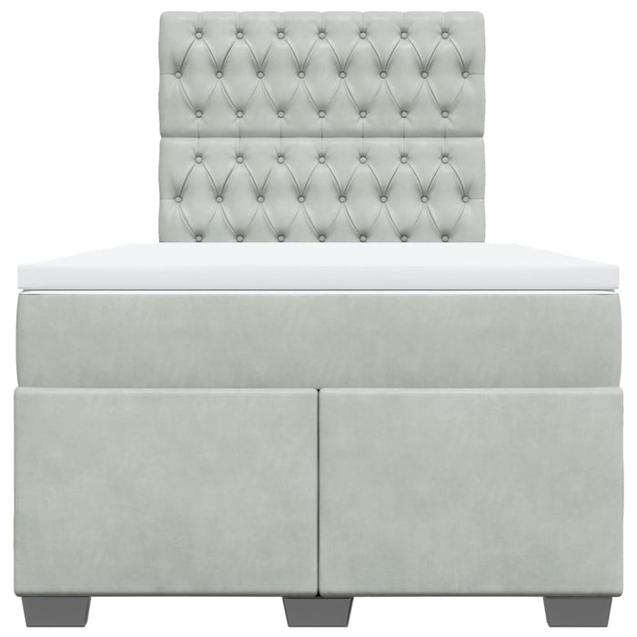 Pat continental cu saltea, gri deschis, 120x200 cm, catifea - WALTI WALTI
