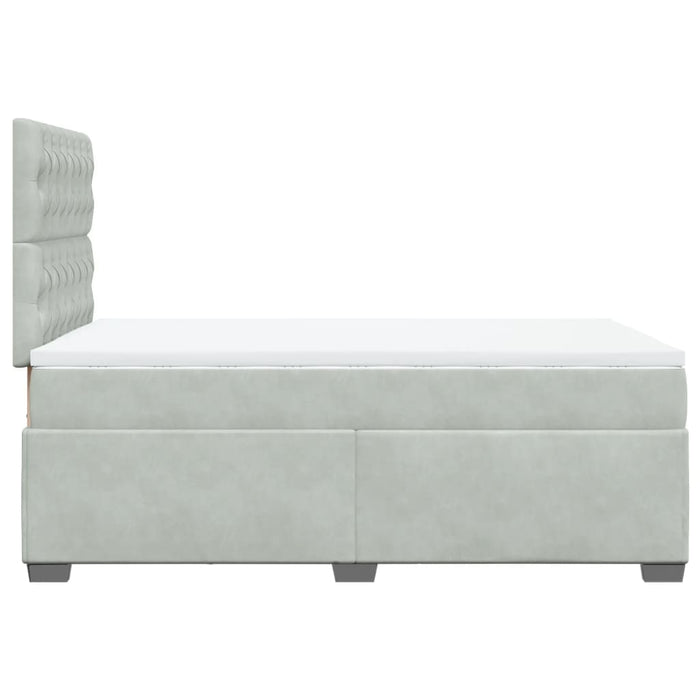 Pat continental cu saltea, gri deschis, 120x200 cm, catifea - WALTI WALTI