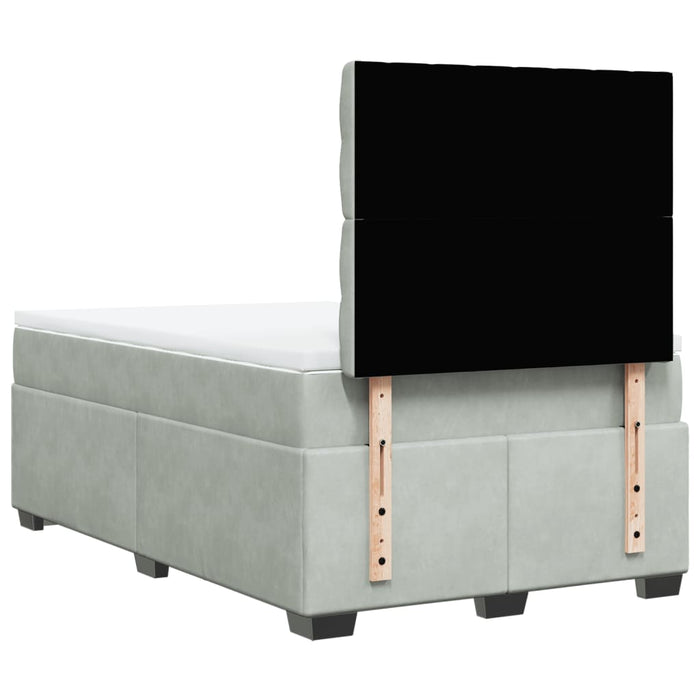 Pat continental cu saltea, gri deschis, 120x200 cm, catifea - WALTI WALTI