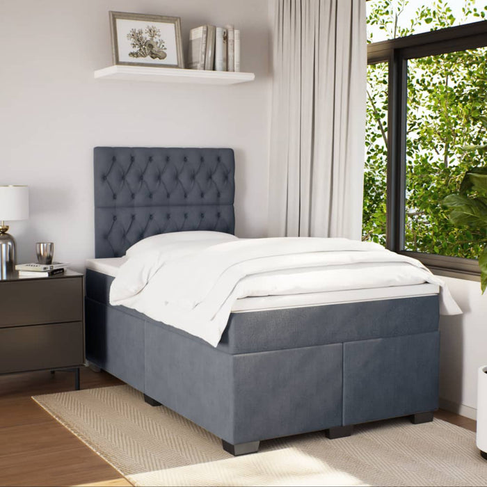 Pat box spring cu saltea, gri închis, 120x200 cm, catifea - WALTI WALTI
