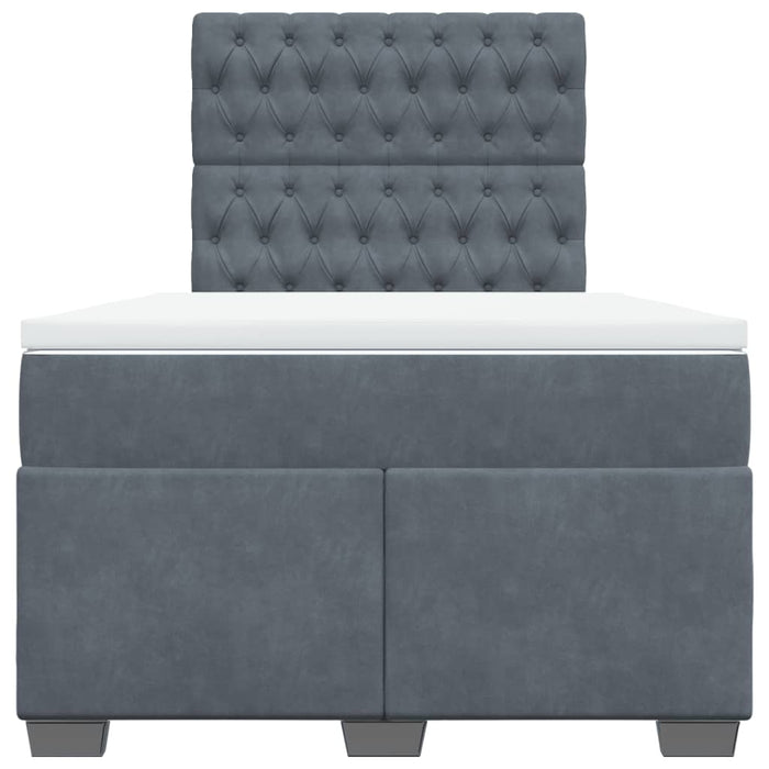 Pat box spring cu saltea, gri închis, 120x200 cm, catifea - WALTI WALTI