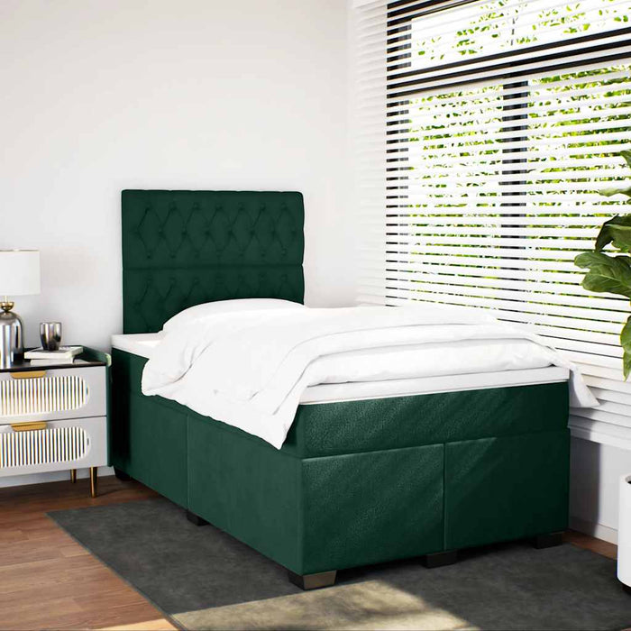 Pat box spring cu saltea, verde închis, 120x200 cm, catifea - WALTI WALTI