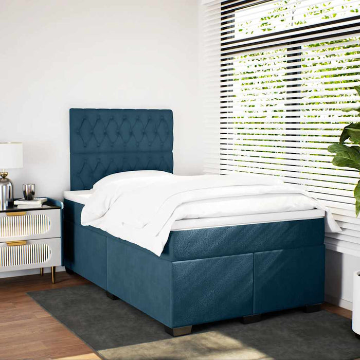Pat box spring cu saltea, albastru, 120x200 cm, catifea - WALTI WALTI
