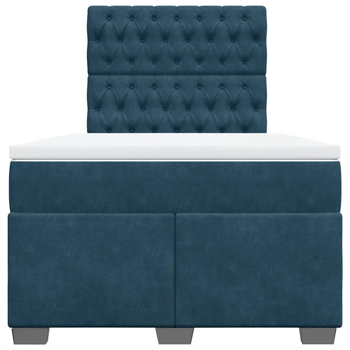 Pat box spring cu saltea, albastru, 120x200 cm, catifea - WALTI WALTI