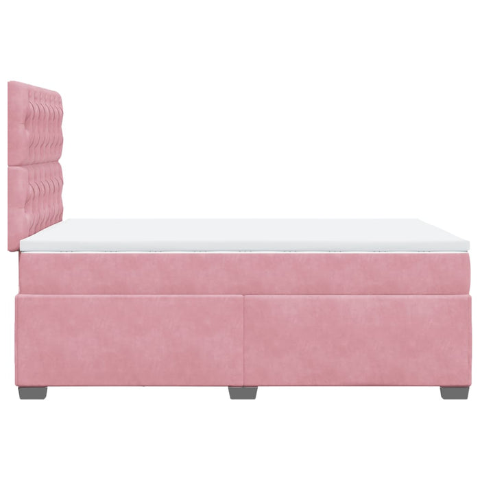 Pat box spring cu saltea, roz, 120x200 cm, catifea - WALTI WALTI