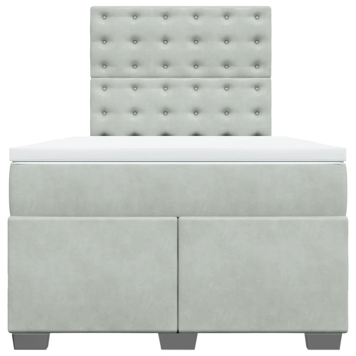 Pat continental cu saltea, gri deschis, 120x200 cm, catifea - WALTI WALTI