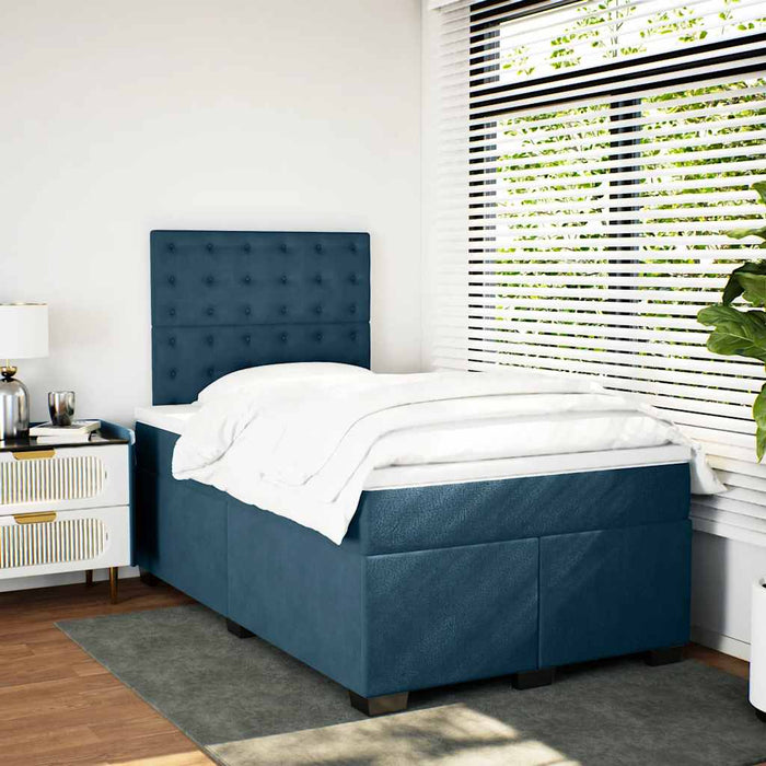 Pat box spring cu saltea, albastru, 120x200 cm, catifea - WALTI WALTI