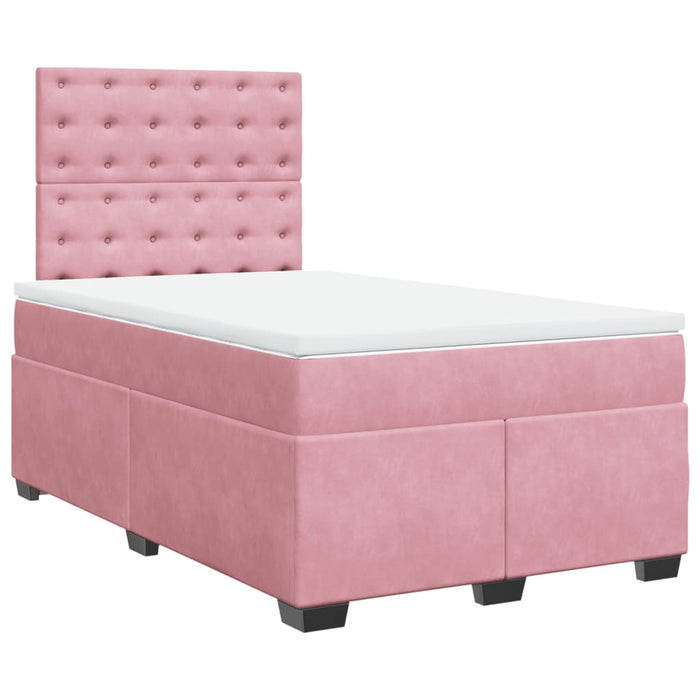 Pat box spring cu saltea, roz, 120x200 cm, catifea - WALTI WALTI