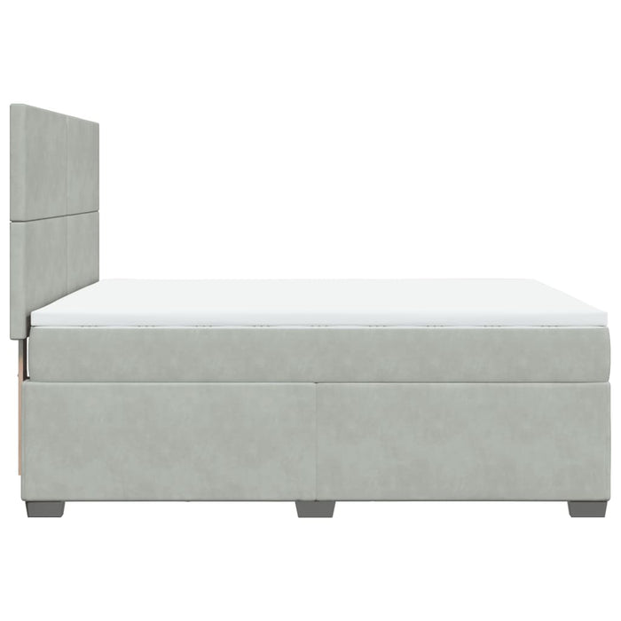 Pat box spring cu saltea, gri deschis, 140x190 cm, catifea - WALTI WALTI