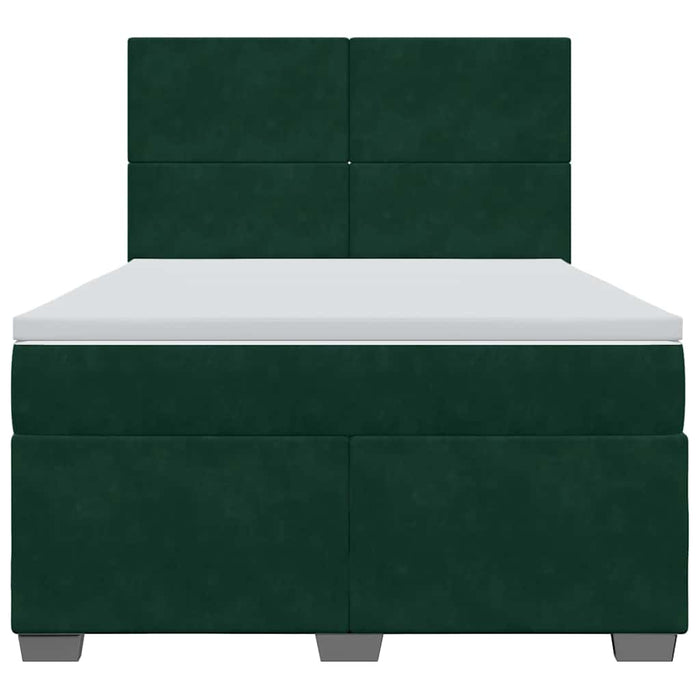 Pat box spring cu saltea, verde închis, 140x190 cm, catifea - WALTI WALTI