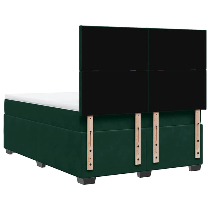 Pat box spring cu saltea, verde închis, 140x190 cm, catifea - WALTI WALTI