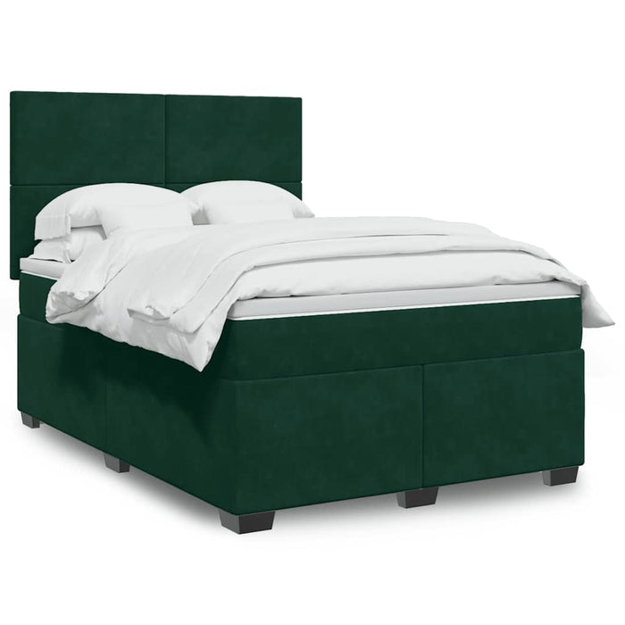 Pat box spring cu saltea, verde închis, 140x190 cm, catifea - WALTI WALTI