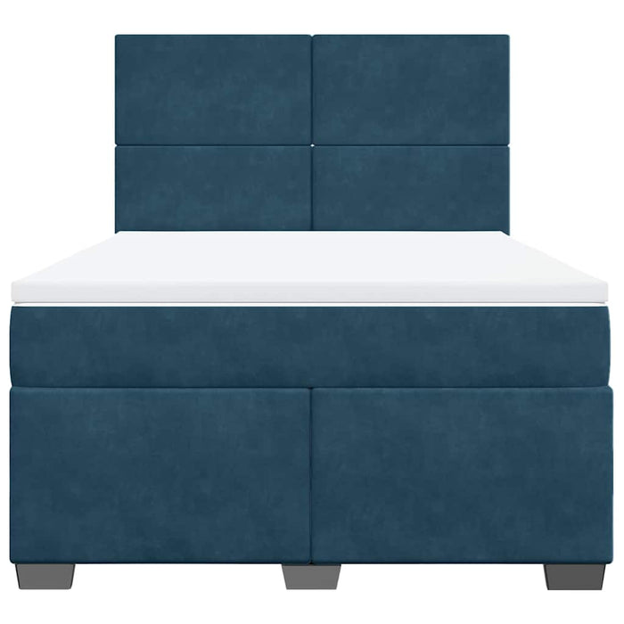 Pat box spring cu saltea, albastru, 140x190 cm, catifea - WALTI WALTI