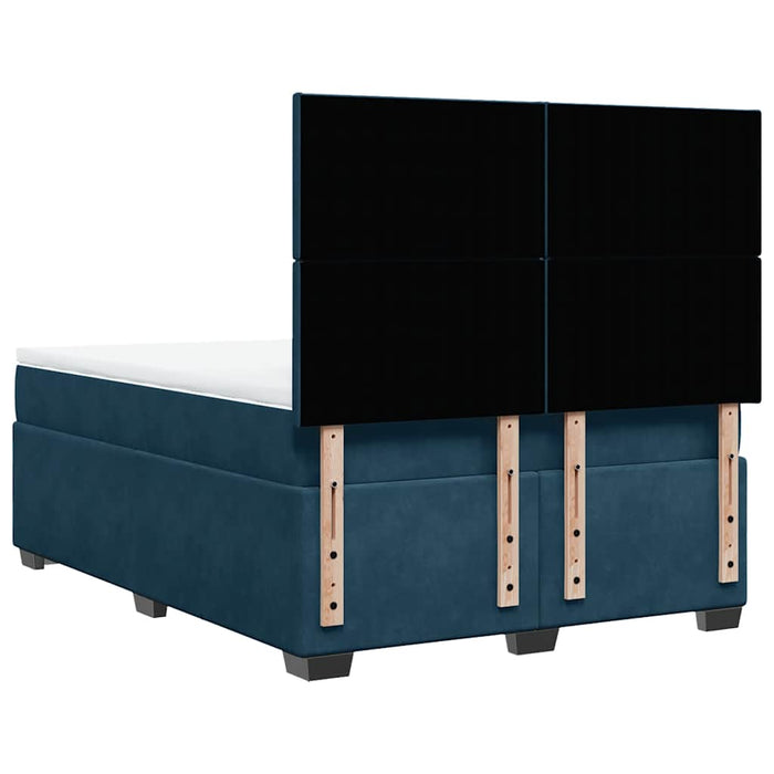 Pat box spring cu saltea, albastru, 140x190 cm, catifea - WALTI WALTI