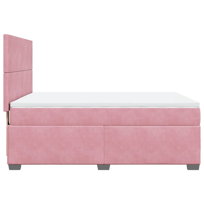 Pat box spring cu saltea, roz, 140x190 cm, catifea - WALTI WALTI