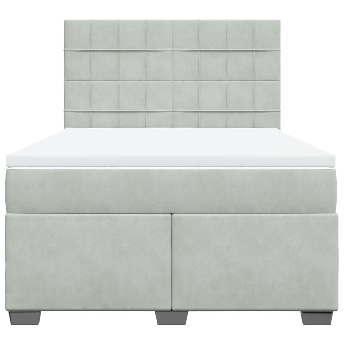 Pat box spring cu saltea, gri deschis, 140x190 cm, catifea - WALTI WALTI