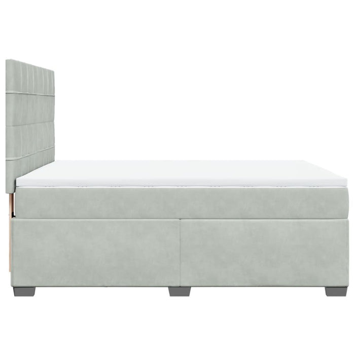 Pat box spring cu saltea, gri deschis, 140x190 cm, catifea - WALTI WALTI