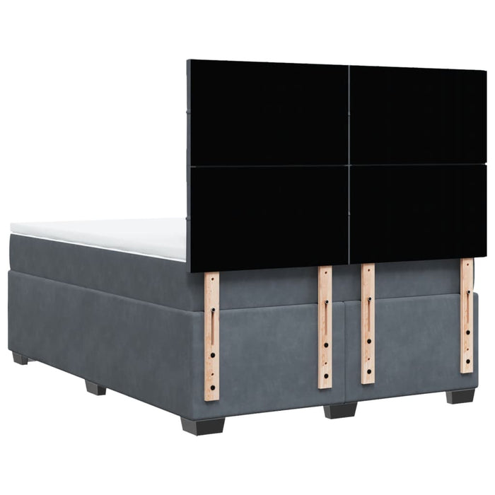 Pat box spring cu saltea, gri închis, 140x190 cm, catifea - WALTI WALTI